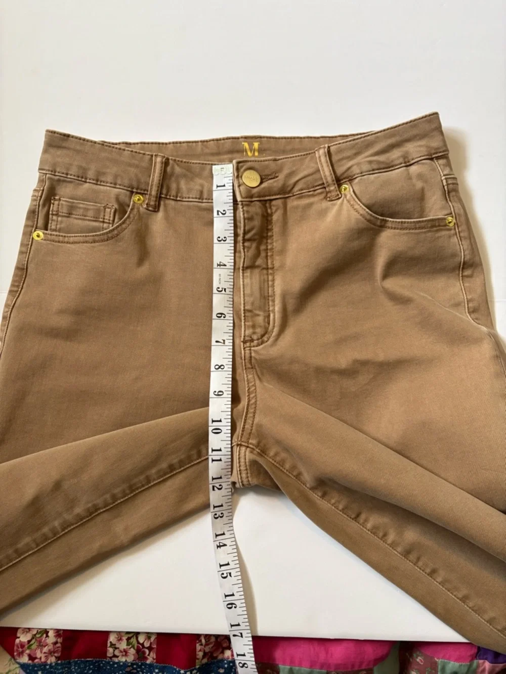 Melanie Lyne Wide Leg, Cropped Jeans, Tan/Mocha with Raw Hem, Sz. 10. Like new! - Picture 6 of 10